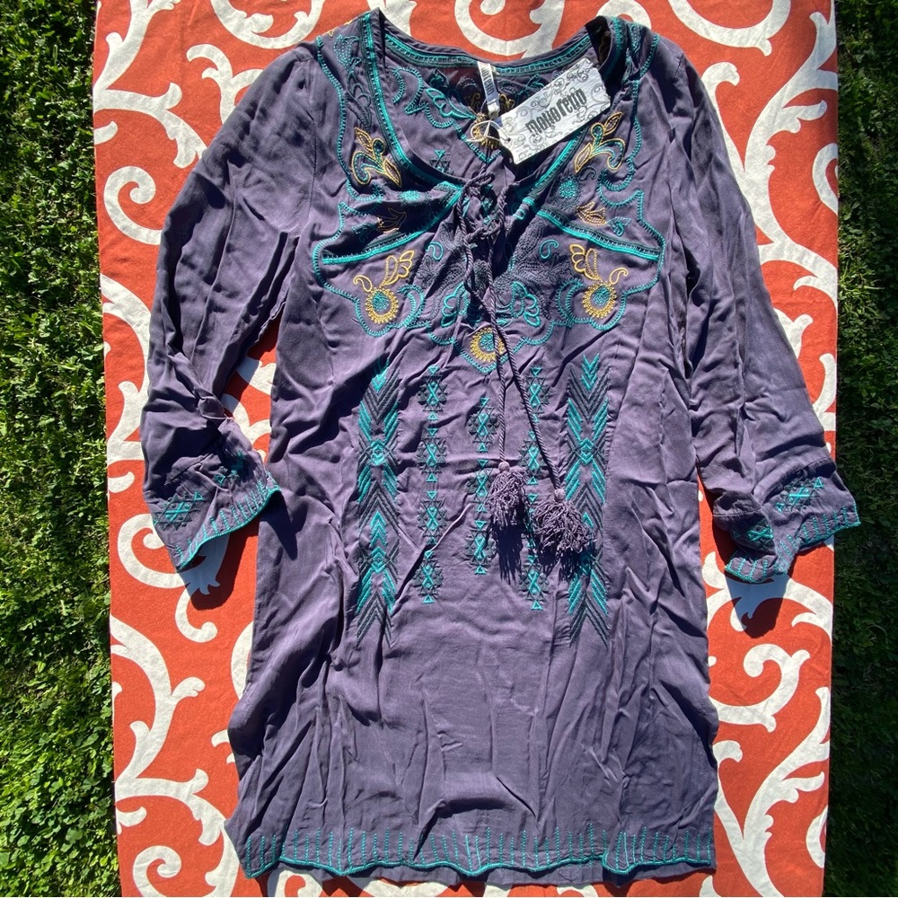 Monoreno Top Longline Tie Neck Boho size Small